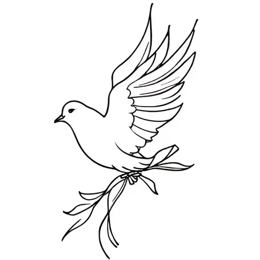 Dove holding a bow tattoo design idea