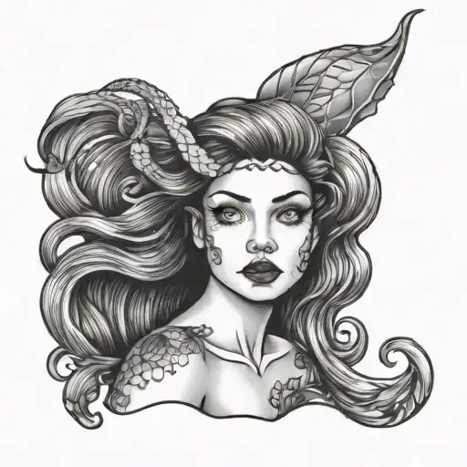 siren mermaid tattoo design idea