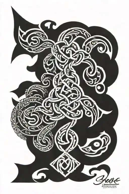 Norse knots gradient to tribal patterns tattoo design idea