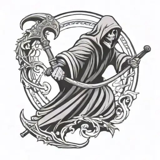 grim reaper holding a scythe tattoo design idea