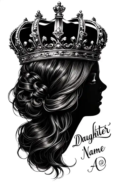 daughter name an a crown tattoo design idea