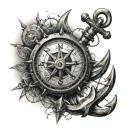 anchor and compass tattoo design idea