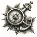 anchor and compass tattoo design idea