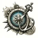 anchor and compass tattoo design idea