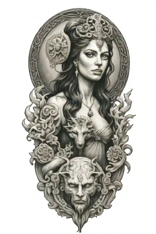 hecate goddess tattoo design idea
