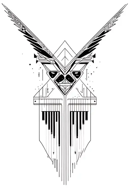 synthesizer cirquit geometric design under knee tattoo design idea