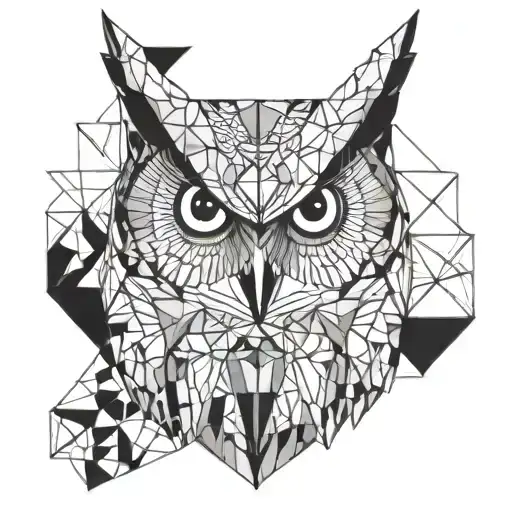 owl geometric shapes tattoo design idea