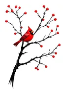 Hawthorn Tree Branch with cardinal perched tattoo design idea