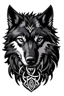 black wolf Celtic Viking tribal design tattoo design idea