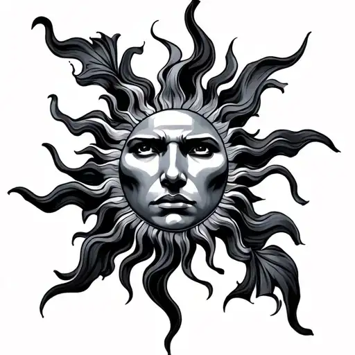Masculine Sun tattoo design idea