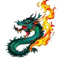 japanese dragon breathing fire tattoo design idea