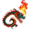 japanese dragon breathing fire tattoo design idea