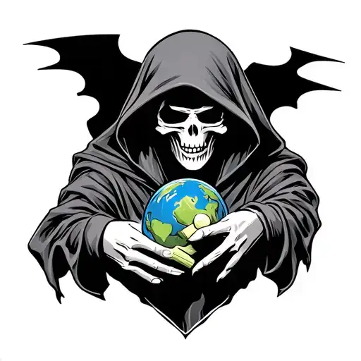 Sexy Grim Reaper holding lean earth drug tattoo design idea