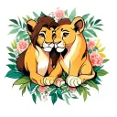Simba and Nala cuddling tattoo design idea
