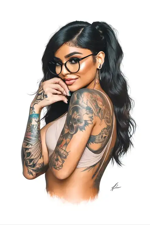 mia khalifa, full nude, big boobs, big ass, posing, tattoos tattoo design idea