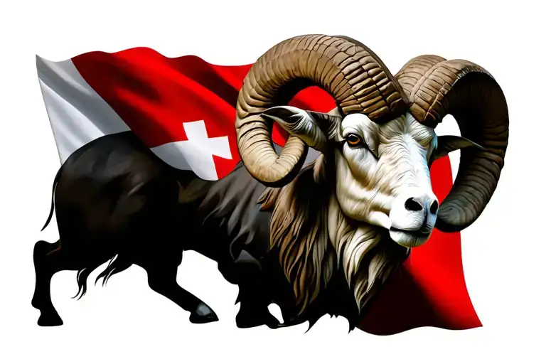 Aries ram, St George's flag incorporated tattoo design idea