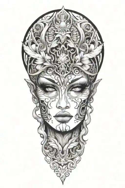nemesis goddess of revenge tattoo design idea