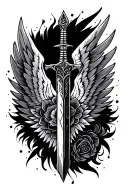 dagger, wings, mandala design incorporating elements tattoo design idea