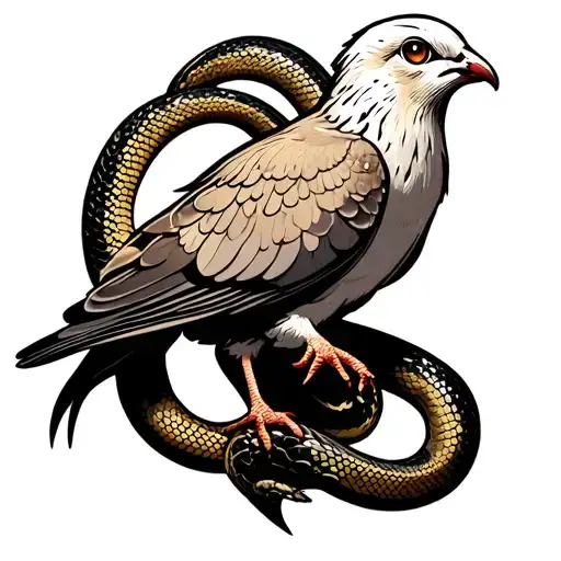 dove that has the eyes of a snake tattoo design idea