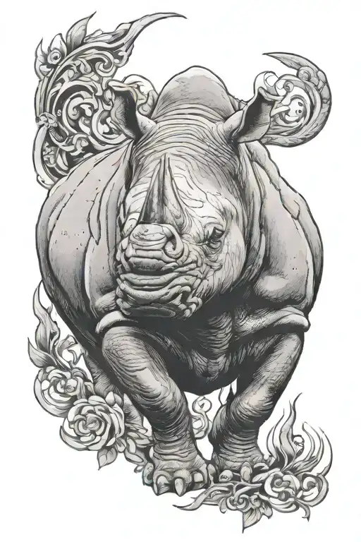 rhino standing strong amidst tattoo design idea