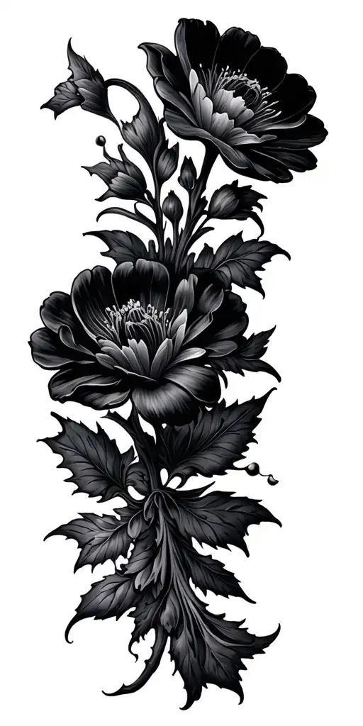 decayed flowers  tattoo design idea
