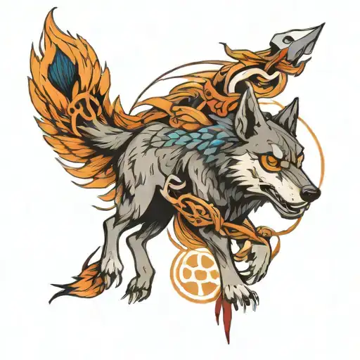wolf and Mauri tattoo design idea