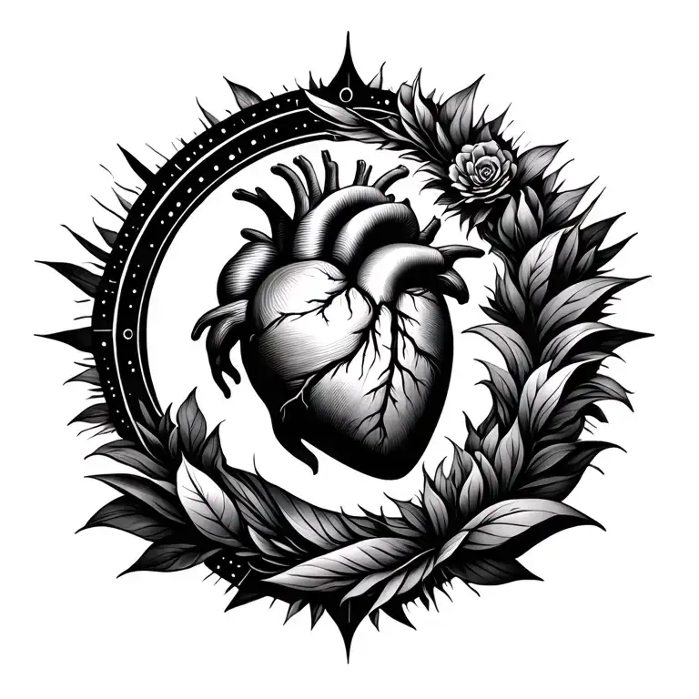 alignment of mind, heart, and body intuition represented by a circle around tattoo design idea