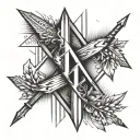 three arrows pointing up in a vertical line with the initial H, M, D as the last arrow tattoo design idea