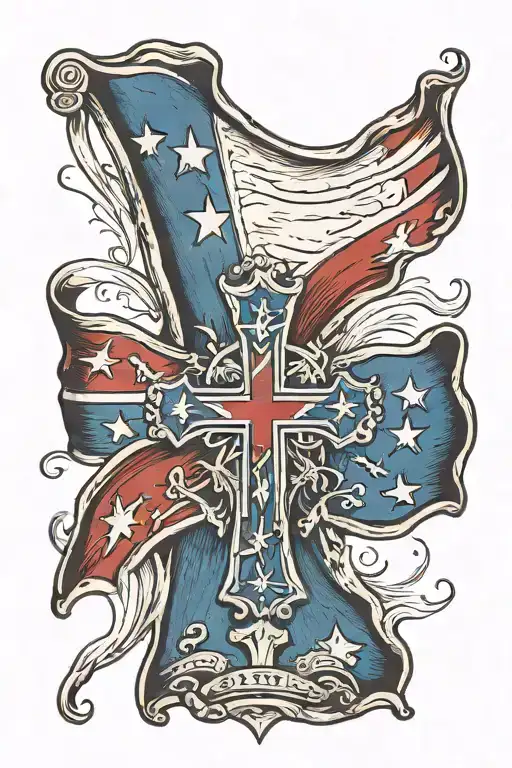 cross texas flag intertwined tattoo design idea