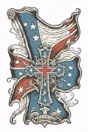 cross texas flag intertwined tattoo design idea