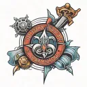 A symbolic tattoo design representing the concept of loyalty in a creative and abstract way, incorporating elements of family and business tattoo design idea