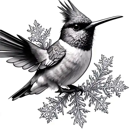 Cardinal hummingbird, snowflake tattoo design idea