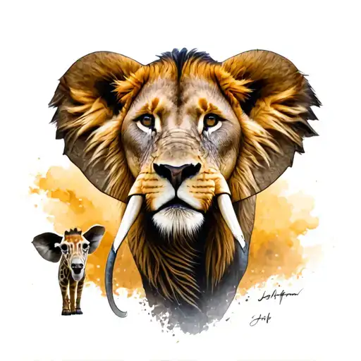 african animall on all lion,meerkat,hyena,elephant,giraffe tattoo design idea