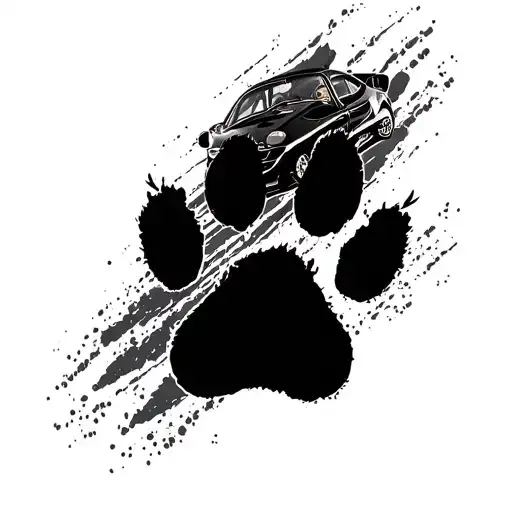 Porsche 911 and paw print tattoo design idea