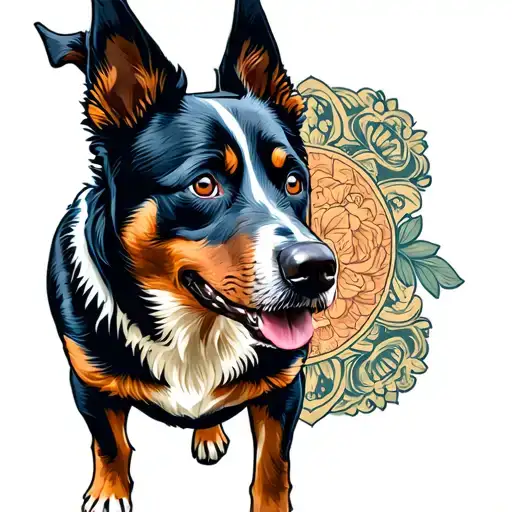 Blue Heeler standing tattoo design idea