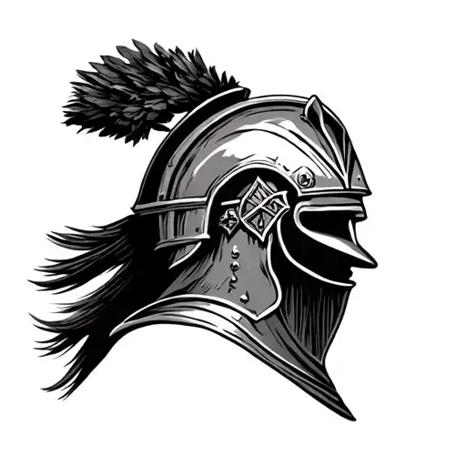 A Roman soldier or centurion helmet (with the crest upwards), on the elbow. tattoo design idea