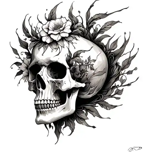 "Purba Talukdar" Skull Mysterious and Dark tattoo design idea