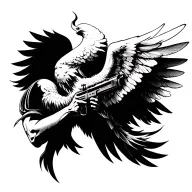 anjo com arma tattoo design idea