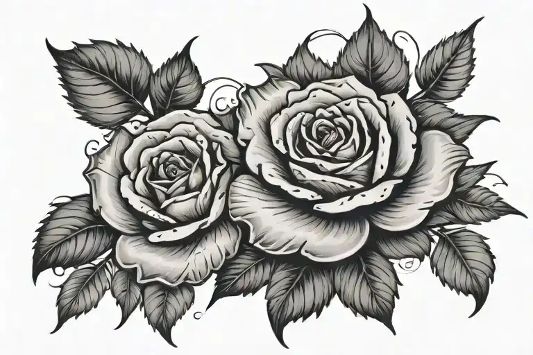 tattoo with the idea of ​​bipolar disorder and mood swings. on one side a blooming rose, on the other a thorny one tattoo design idea