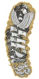 clipper ship, eagle soaring eagle tattoo design idea