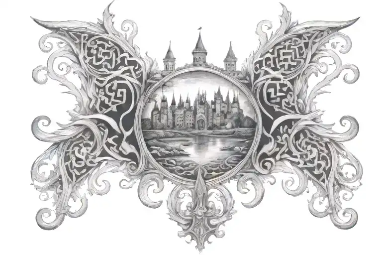 men's tattoo, symbolism for impermanence castles made tattoo design idea