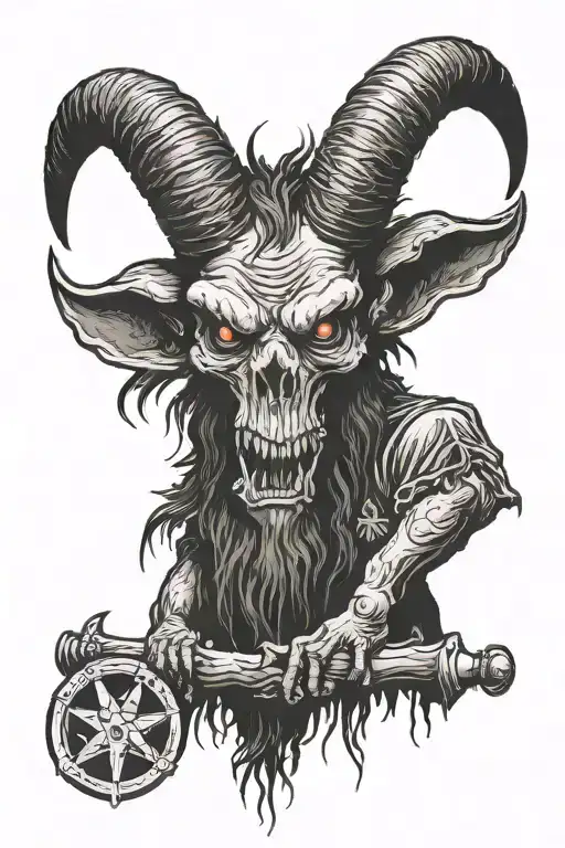 baphomet wearing shirt tattoo design idea