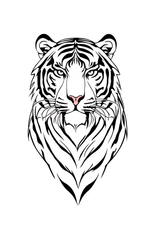 Tatauje of a tiger with its breeding with minimalist lines and shadows tattoo design idea