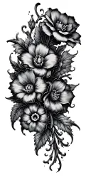 gothic flowers decayed  tattoo design idea