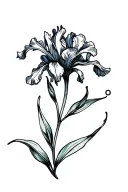 iris flower flowing off on post stamp tattoo design idea