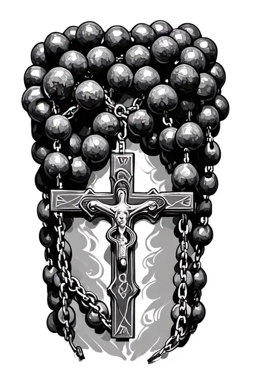 Rosary beads intertwined tattoo design idea