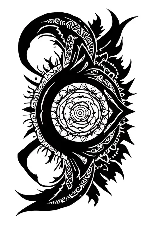 Naruto curse mark black work mandala design incorporating for the spine tattoo design idea