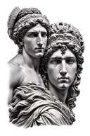 Athena and Apollo greek god tattoo design idea