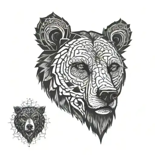 bear Nordic mythology face tattoo design idea