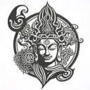 This is a scalp tatoo design for head. A bodhi tree where Budda is sitting in the middle with LOrd Shiva on the left and tattoo design idea